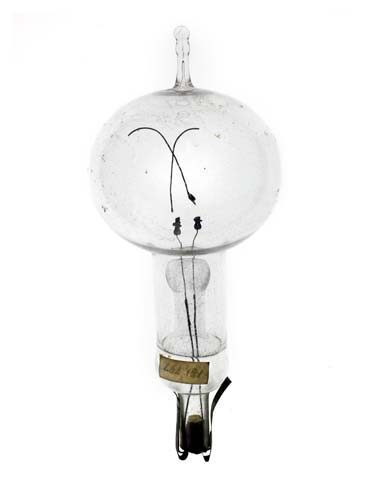 first light bulb invented with a high-resistant cotton filament inside