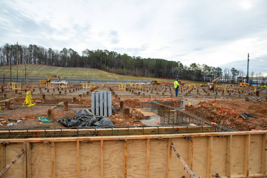 Landscape view of construction site.