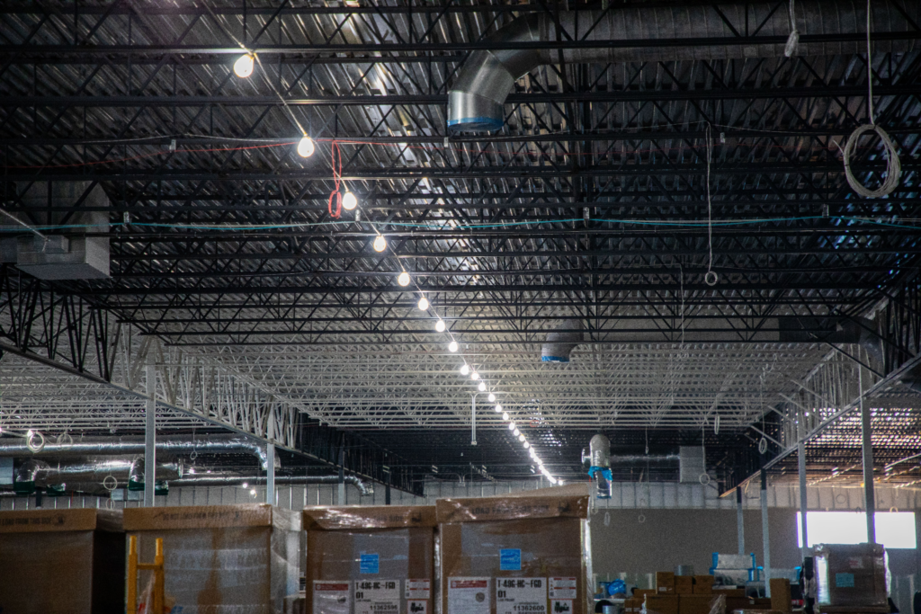 LED lights on a commercial site after a lighting upgrade